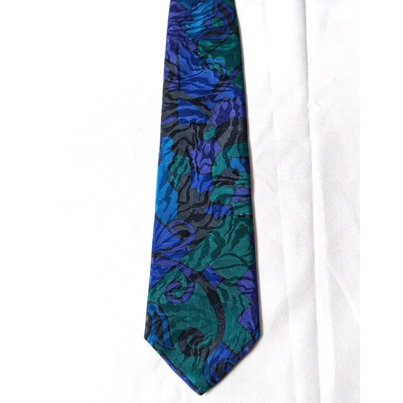Vintage Buscati Men's Tie Blue Green Palace Silk Abstract Classic Style - Picture 2 of 8